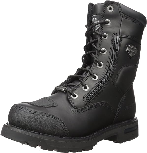 Harley-Davidson Men's Riddick 8-Inch Lace-UP Black Motorcycle Boots - Black