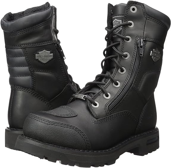 Harley-Davidson Men's Riddick 8-Inch Lace-UP Black Motorcycle Boots - Black