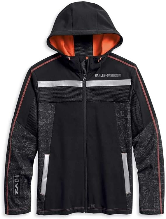 Harley Davidson Mens Performance Mesh Accent Soft Shell Jacket - Black