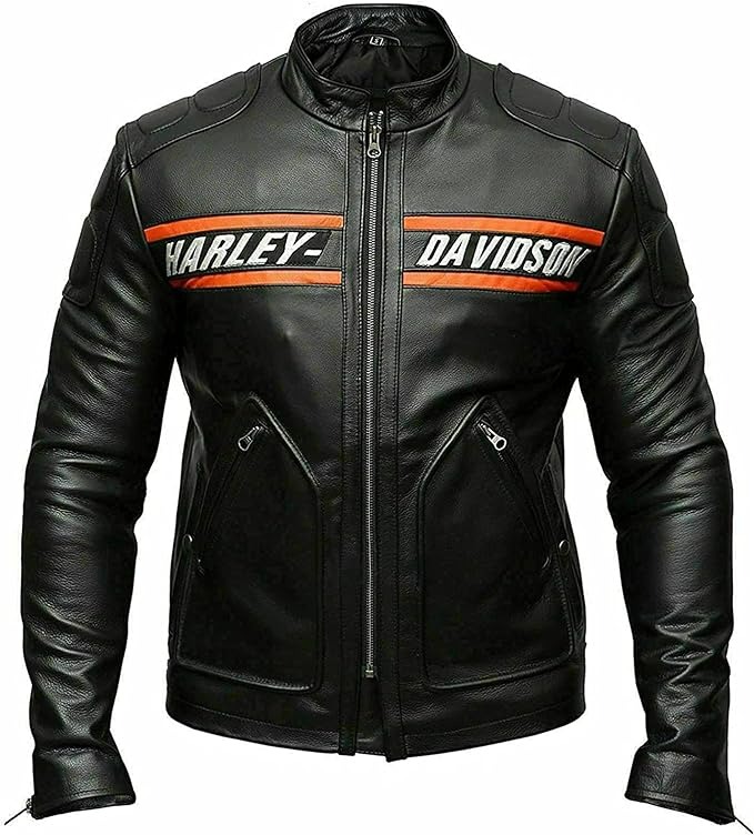 Harley Davidson Bill Goldberg Black Harley Biker Jacket Men - Black Faux Leather