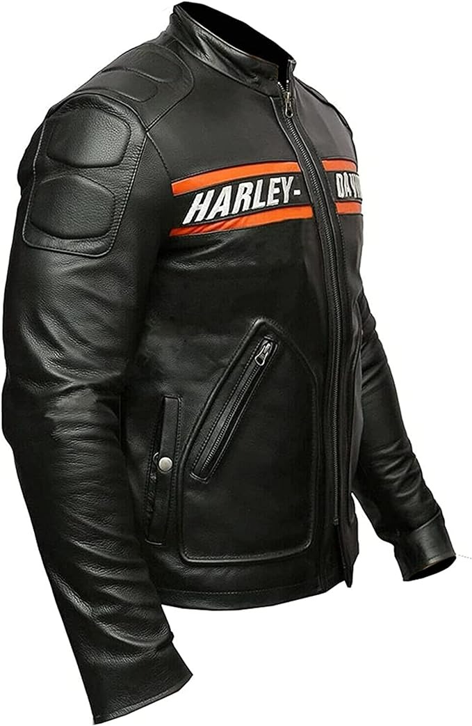 Harley Davidson Bill Goldberg Black Harley Biker Jacket Men - Black Faux Leather