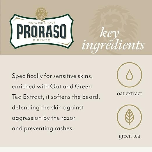 Proraso Pre-Shave Conditioning Cream for Men  with Oatmeal and Green Tea - 3.6 Oz