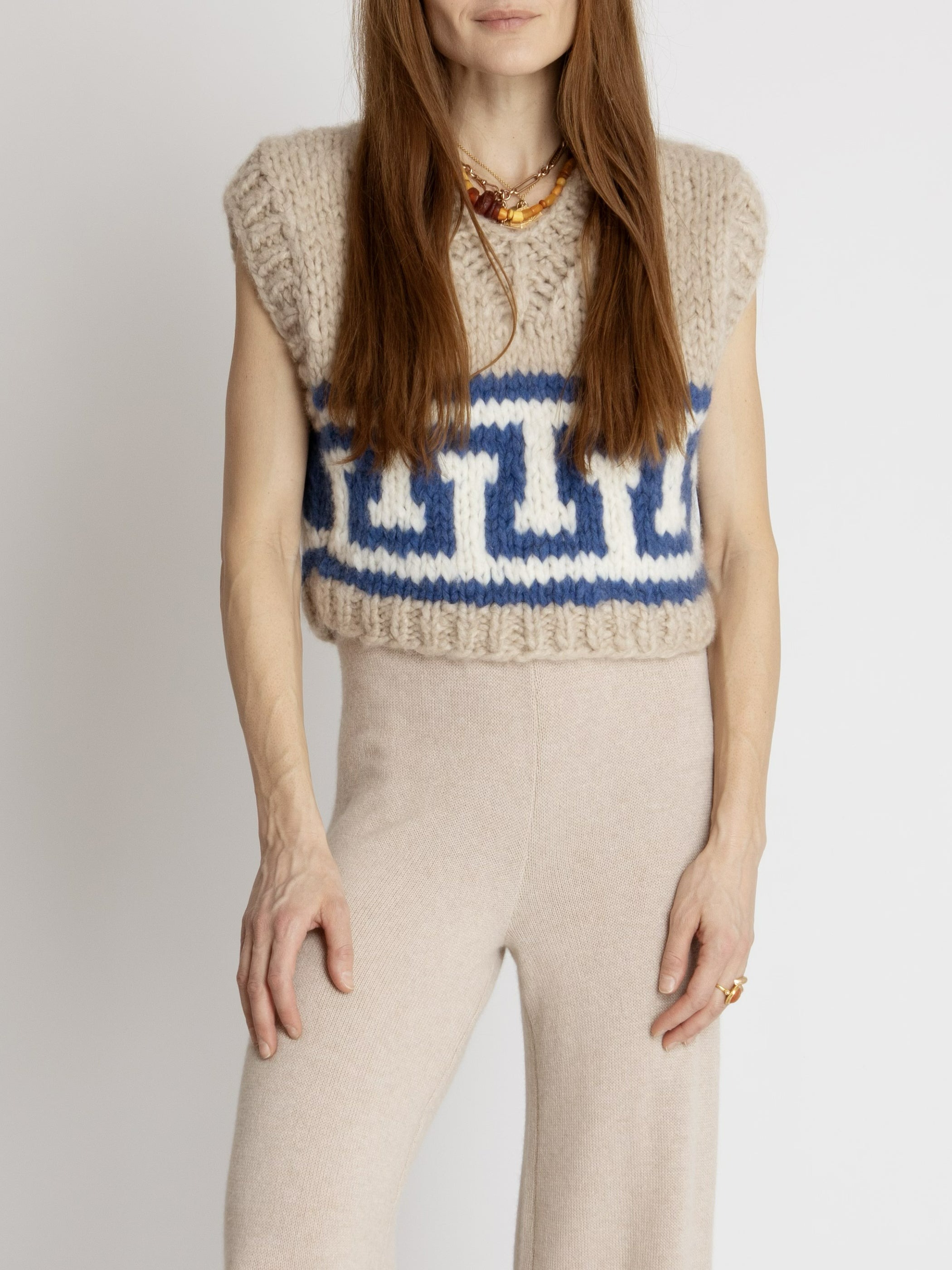 Suzie Kondi The Kavi Greek Key Vest in Cashmere - Coast-Dorset