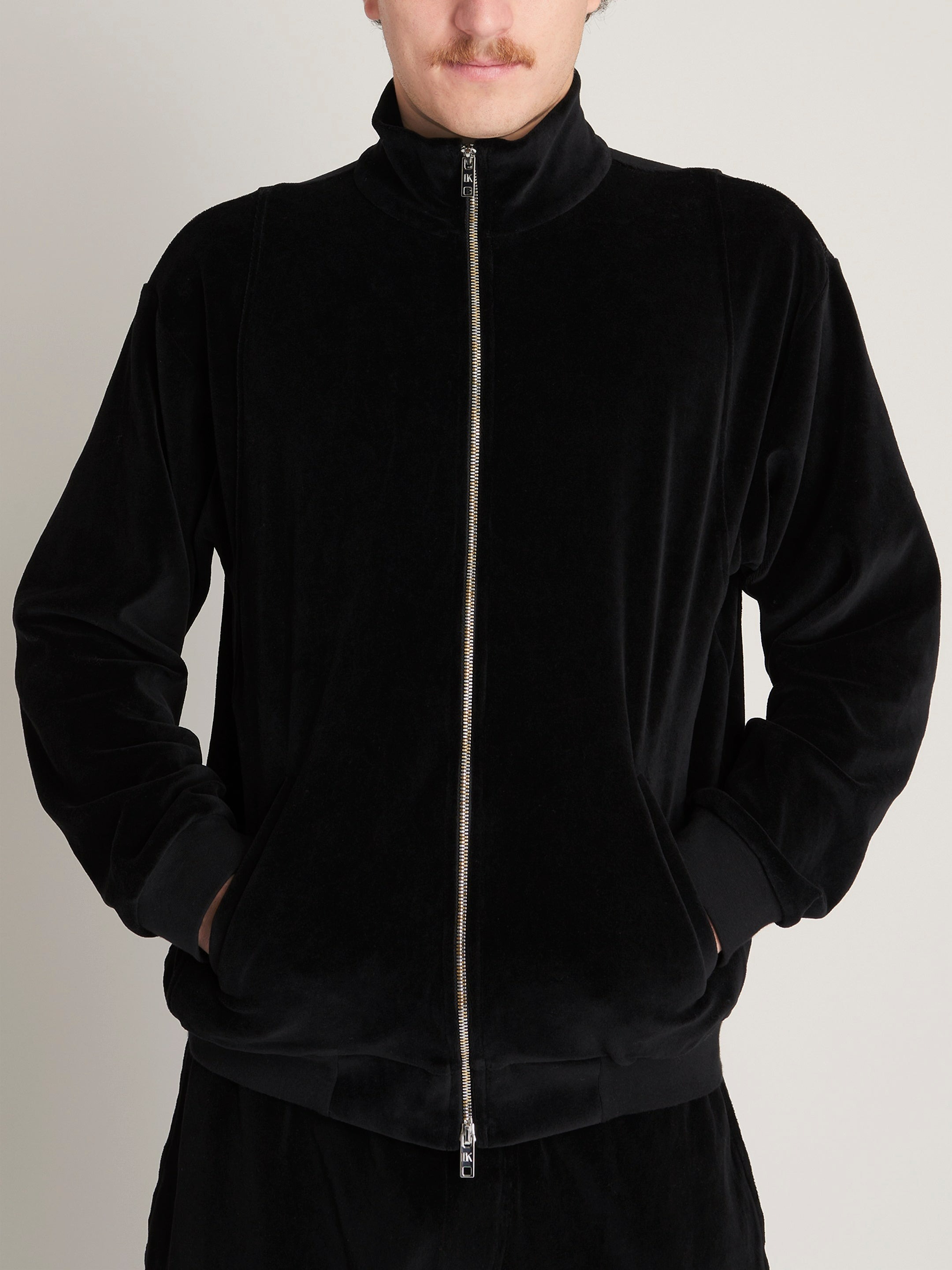 Suzie Kondi Vella Men's Zip Jacket in Velour - Black