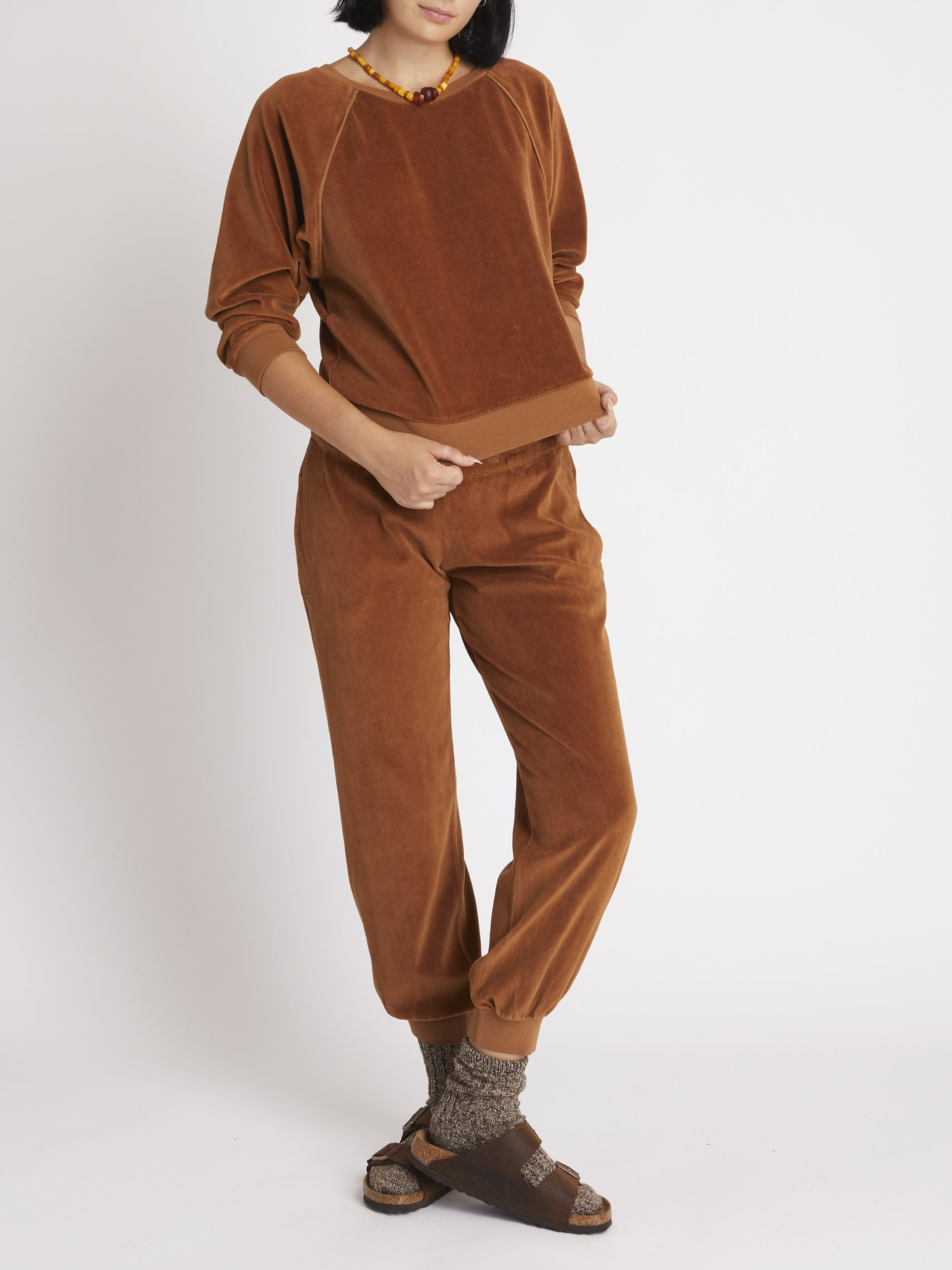 Suzie Kondi The Saba Raglan Top in Velour - Copper