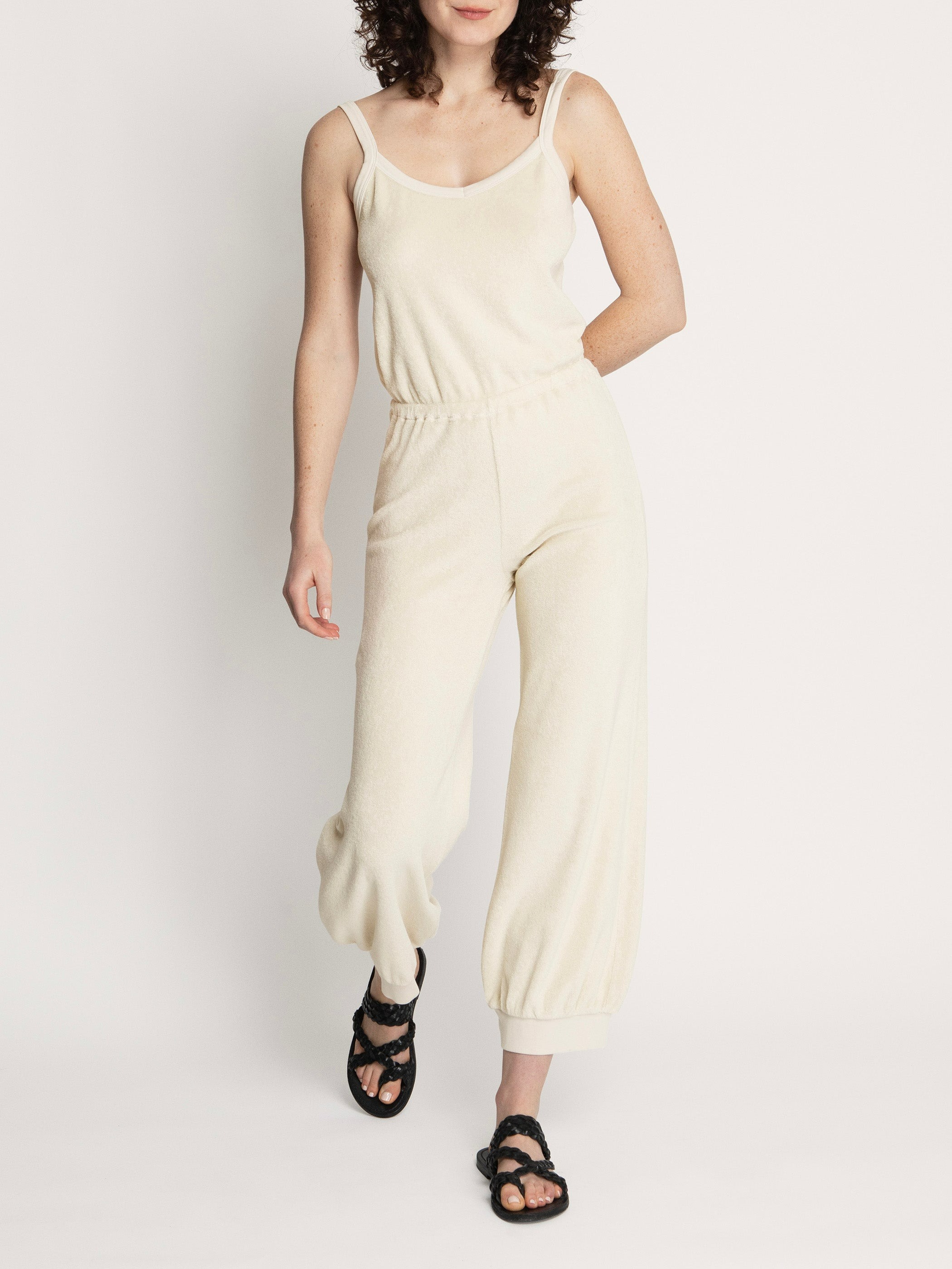 Suzie Kondi The Giorgi Tank Jumpsuit in Terry - Natural