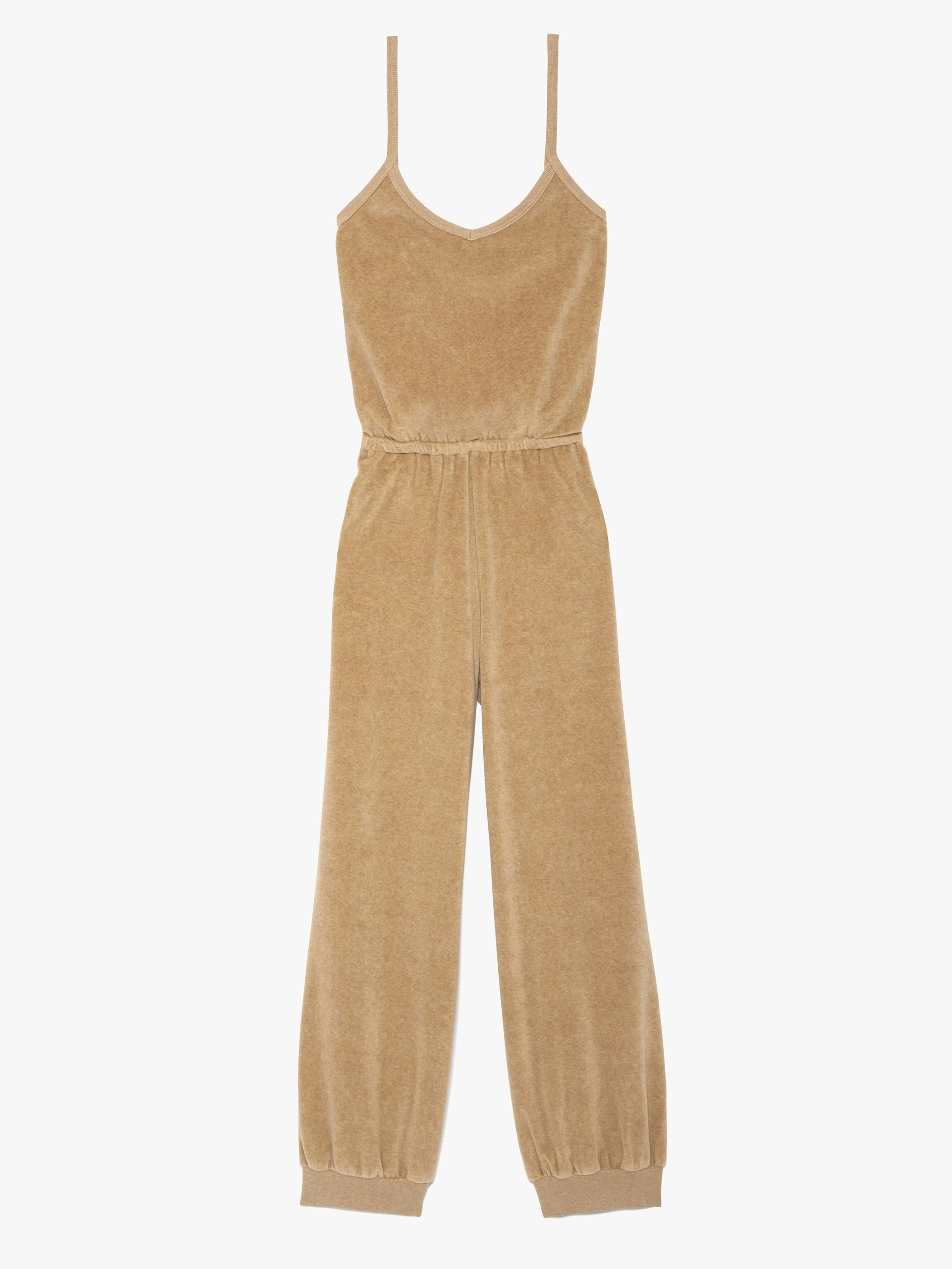 Suzie Kondi The Giorgi Tank Jumpsuit in Heather Velour -  Wheat Heather