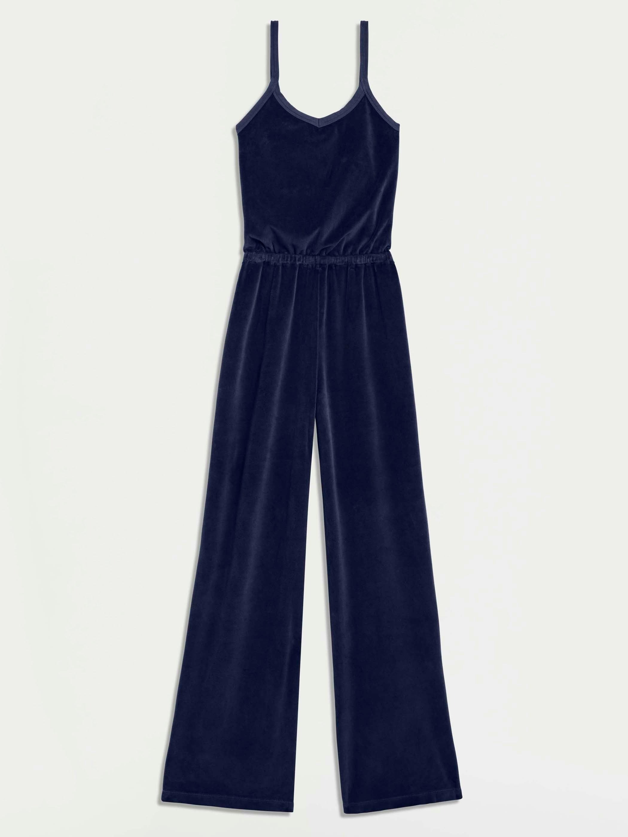 Suzie Kondi The Elma Tank Jumpsuit in Velour - Navy