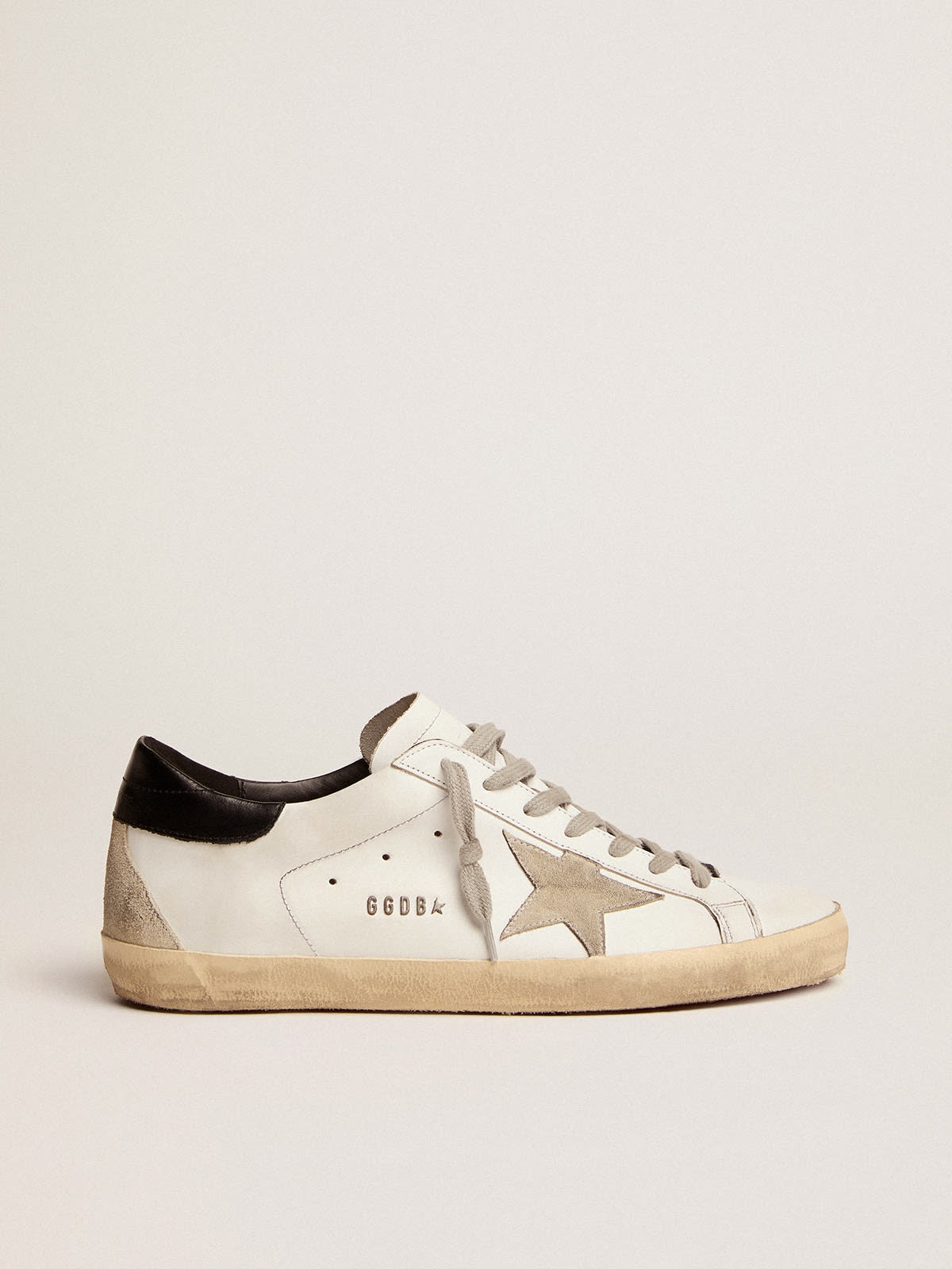 Golden Goose Men's Super-Star With Black Heel Tab and Metal Stud Lettering