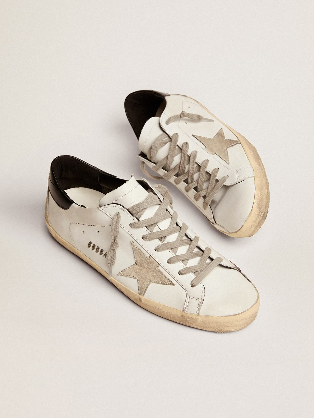 Golden Goose Men's Super-Star With Black Heel Tab and Metal Stud Lettering