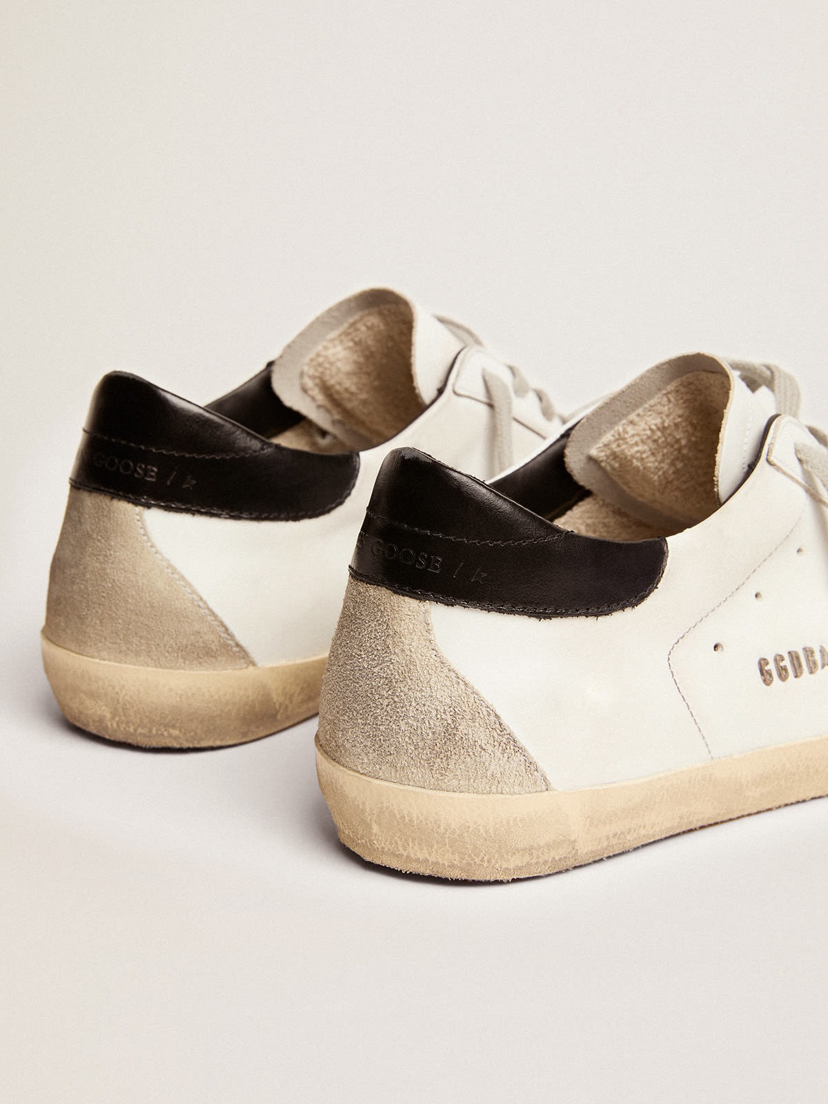 Golden Goose Men's Super-Star With Black Heel Tab and Metal Stud Lettering