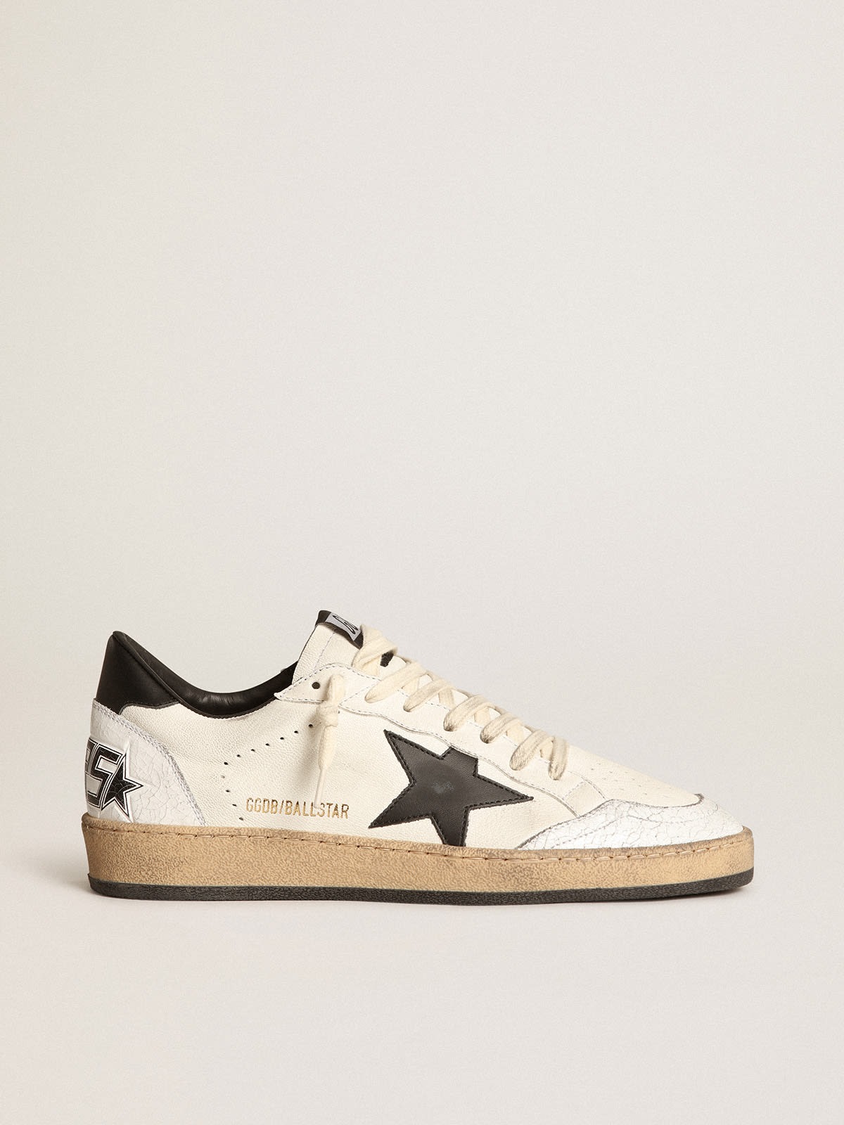 Golden Goose Men's Ball Star in White Nappa With Black Star