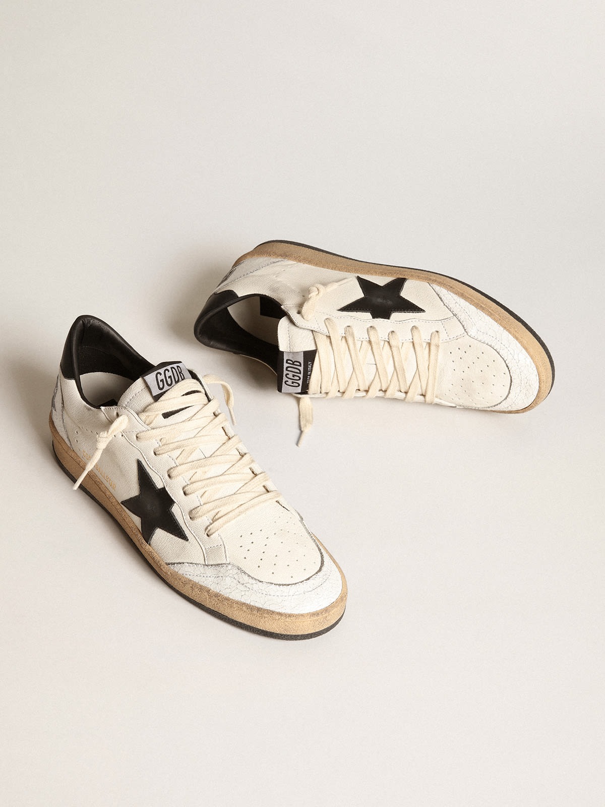 Golden Goose Men's Ball Star in White Nappa With Black Star