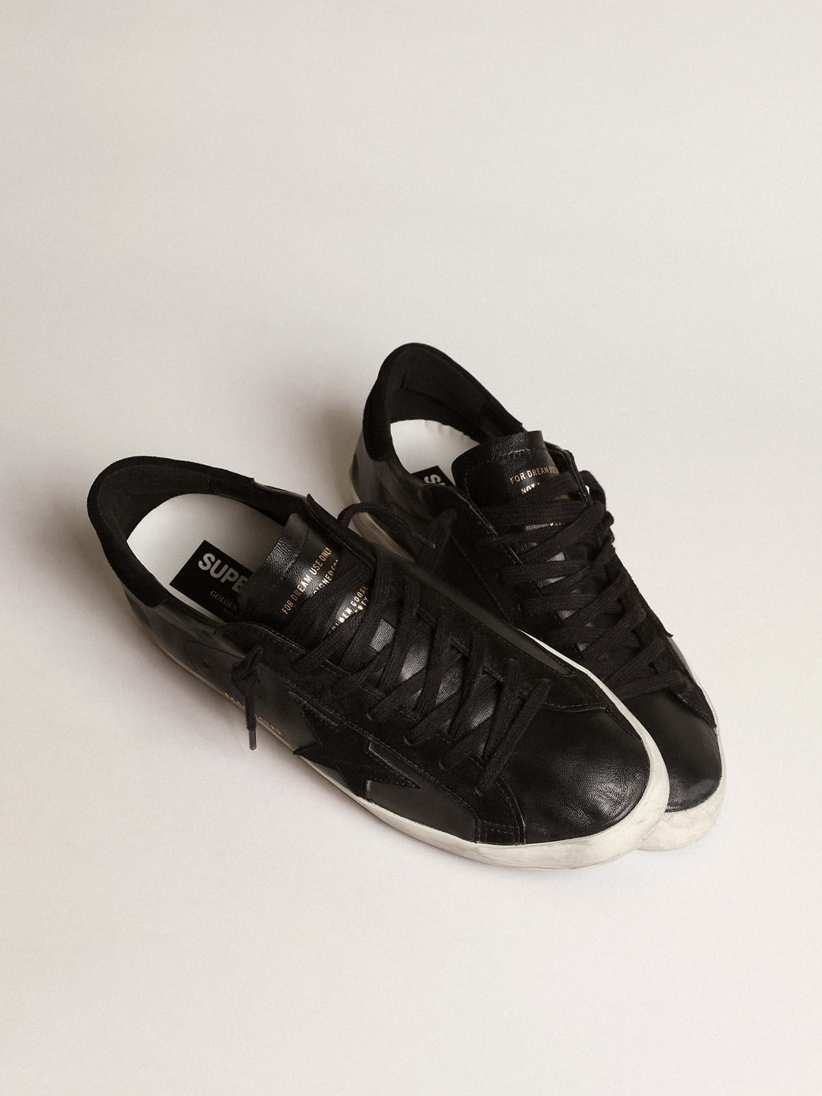 Golden Goose Super-Star in Black Nappa With Black Suede Star And Heel Tab