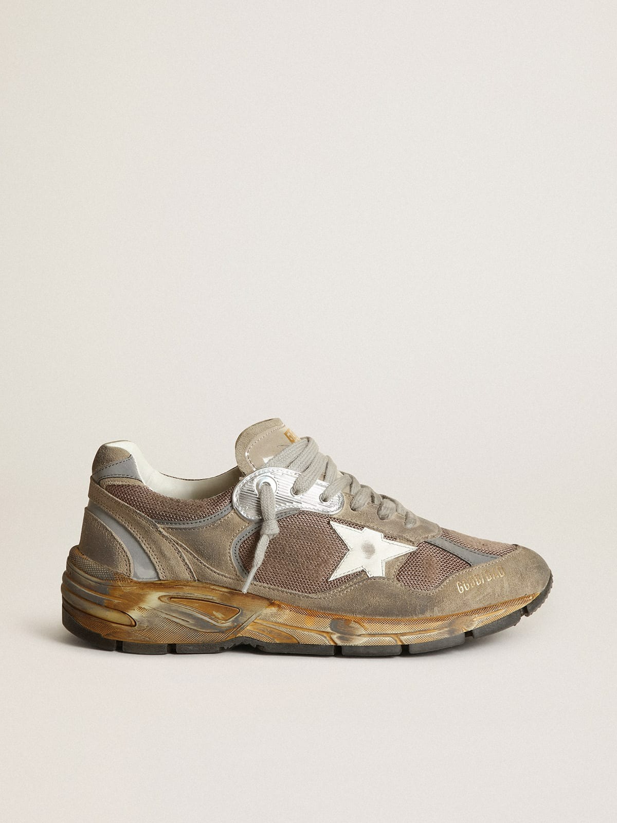 Golden Goose Men's Dad-Star In Dove Gray Mesh And Suede