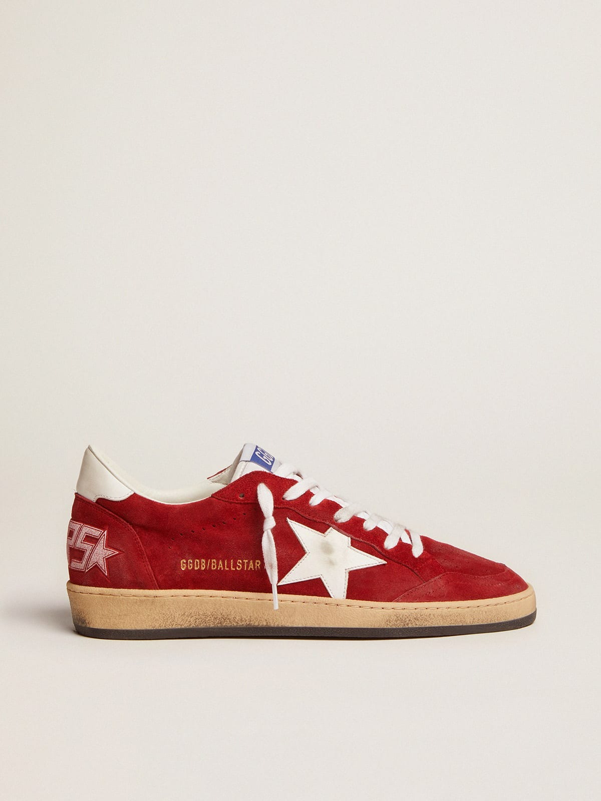 Golden Goose Men's Ball Star In Dark Red Suede With White Star And Heel Tab