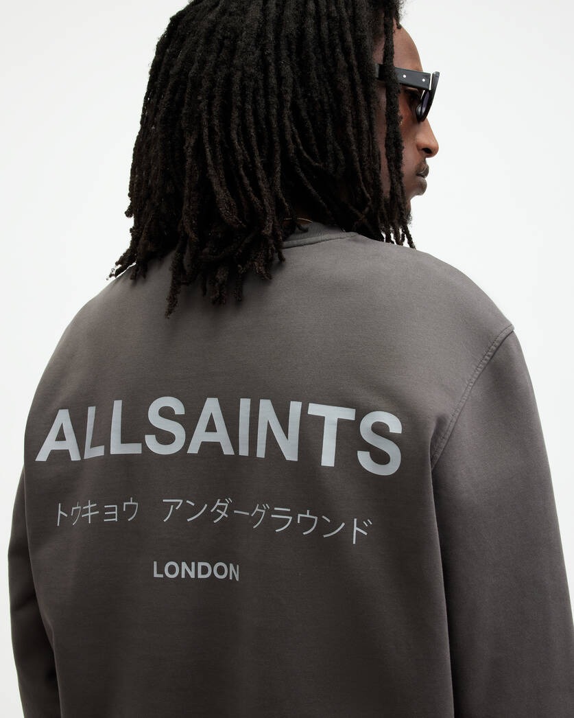 All Saints Underground Oversized Crew Neck Sweatshirt - Shaded Gray