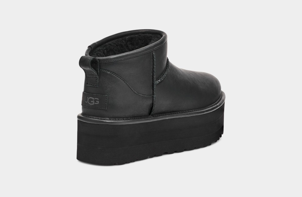 Ugg Women's Classic Ultra Mini Platform Leather - Black Leather