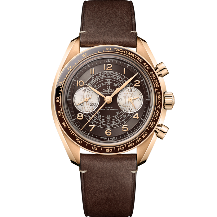 Omega Speedmaster Chronoscope 43 Mm - Bronze Gold On Leather Strap