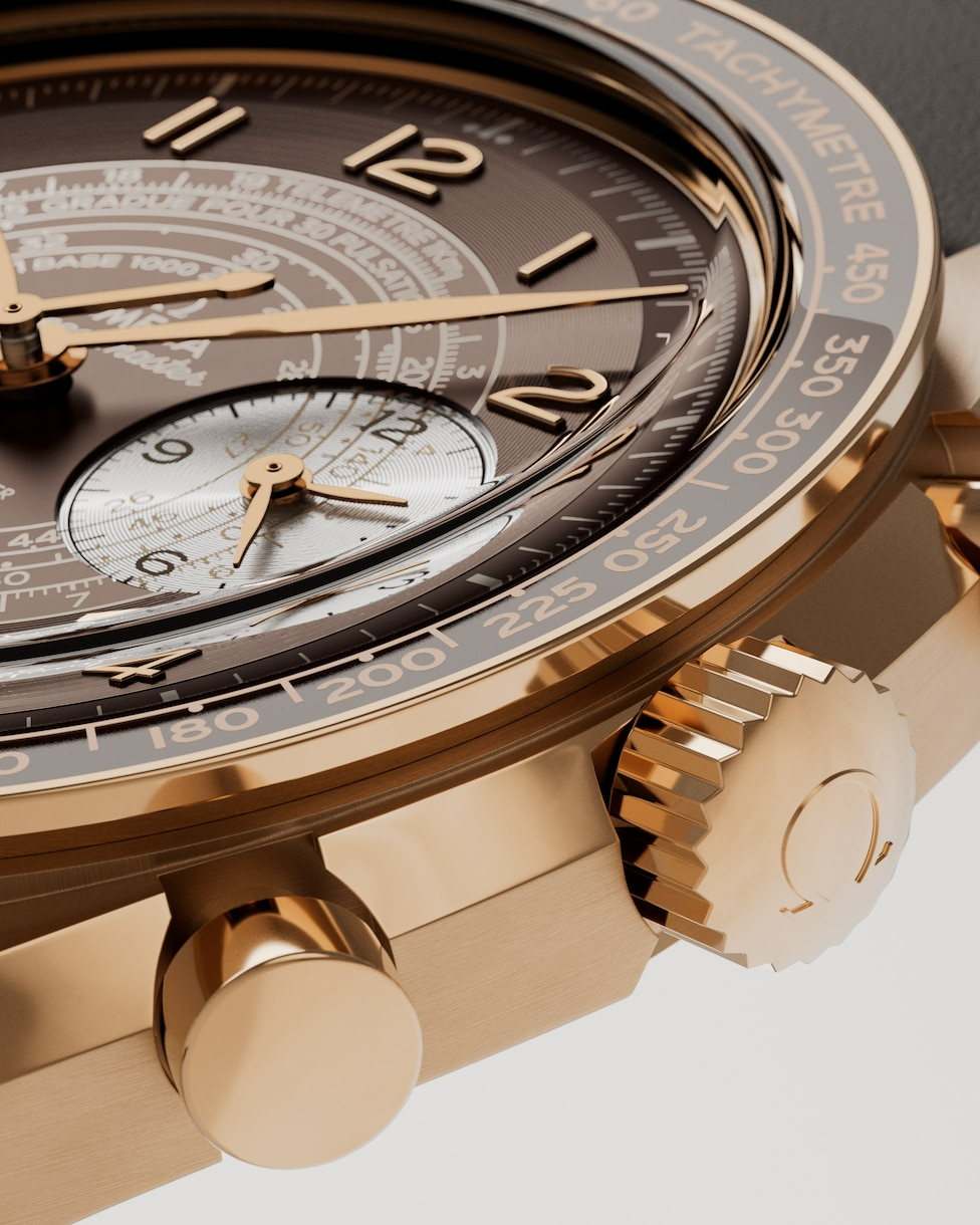 Omega Speedmaster Chronoscope 43 Mm - Bronze Gold On Leather Strap