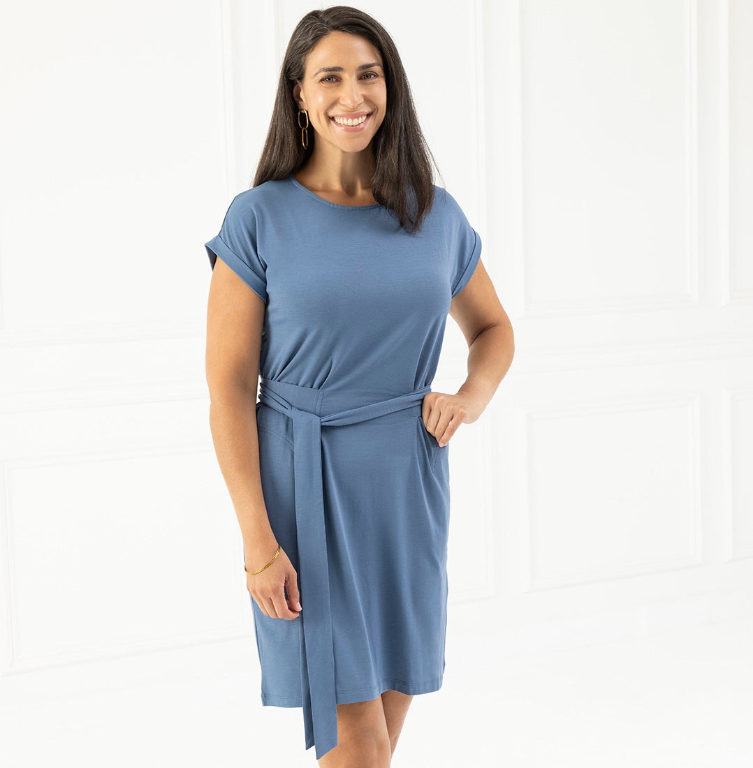 Bluffworks Threshold Tie Waist T-Shirt Dress - Vista Blue