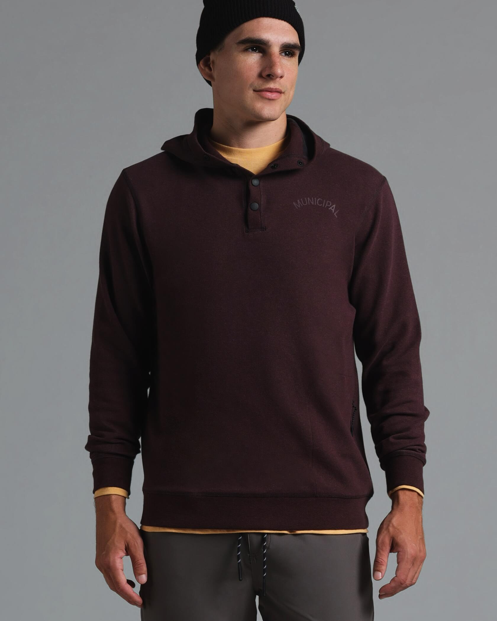 Municipal Cordless Snap Hoodie - Chocolate