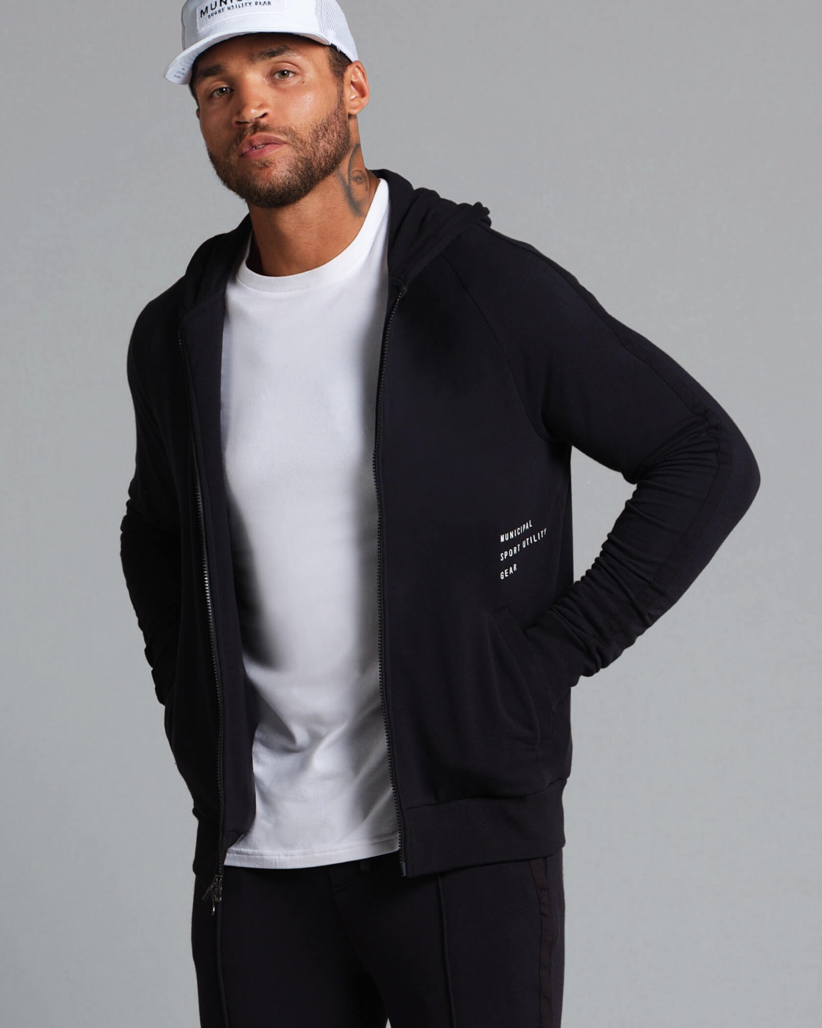 Municipal  Podium Full Zip Hoodie - Black