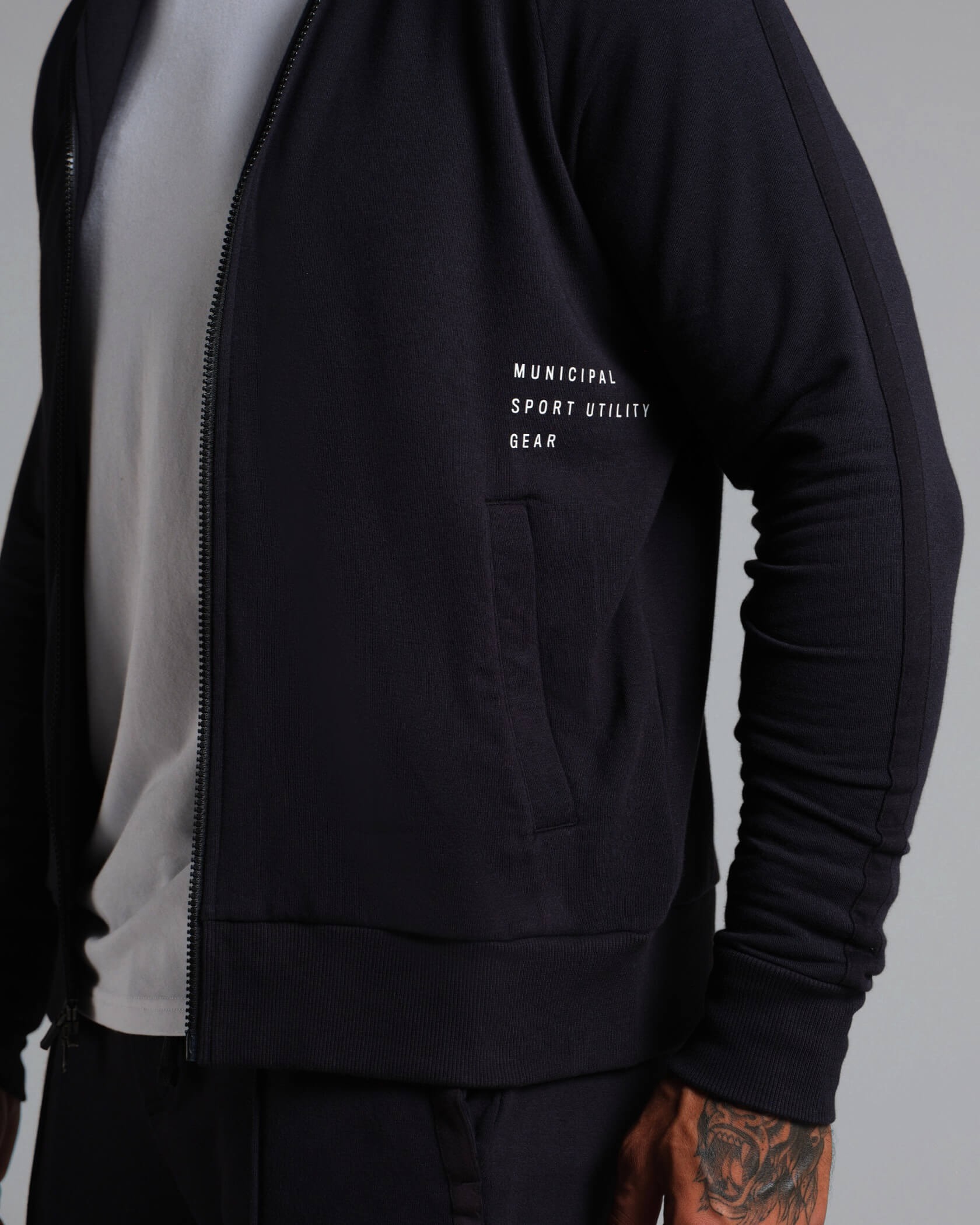 Municipal  Podium Full Zip Hoodie - Black