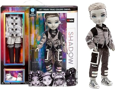 Rainbow High Shadow Series 1 Ash Silverstone- Greyscale Boy Fashion Doll