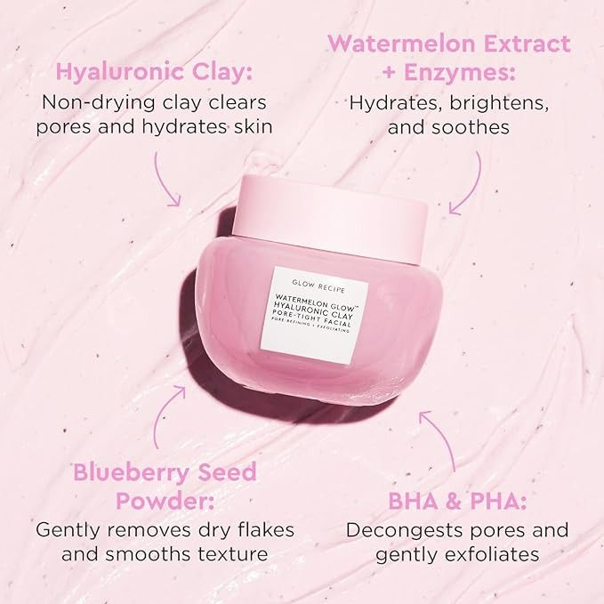 Glow Recipe Watermelon Glow Hyaluronic Pore-Tight Clay Facial Mask - 60 Ml