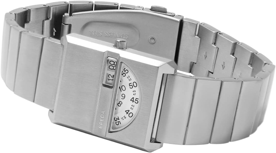 Breda 'Pulse Tandem' Silver and Metal Bracelet Watch, 26MM