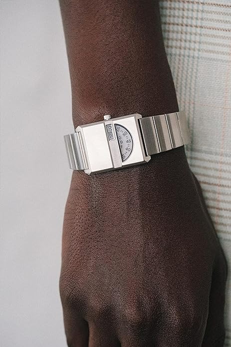 Breda 'Pulse Tandem' Silver and Metal Bracelet Watch, 26MM