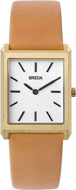 Breda Virgil 1736 Square Wrist Watch with Genuine Leather Band, 26MM