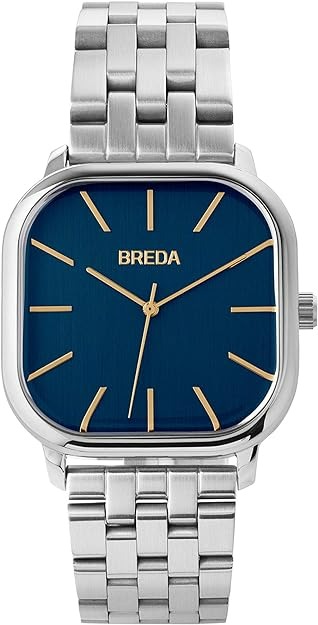 Breda Visser 1737 Square Wrist Watch with Stainless Steel Bracelet, 35MM