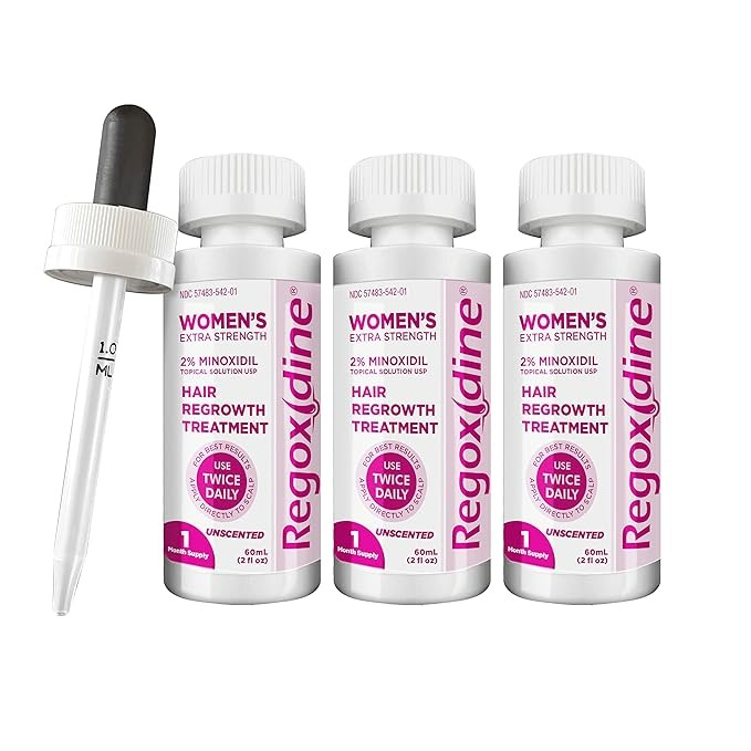 Regoxidine Women's Minoxidil Topical & Foam Helps Restore Top of Scalp Hair Loss and Support Hair Regrowth - 2% Topical 3-Month Supply