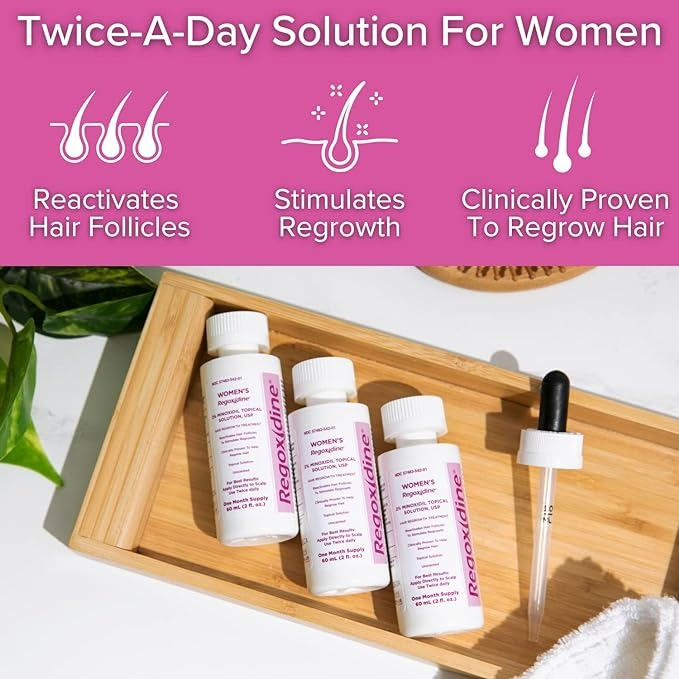 Regoxidine Women's Minoxidil Topical & Foam Helps Restore Top of Scalp Hair Loss and Support Hair Regrowth - 2% Topical 3-Month Supply