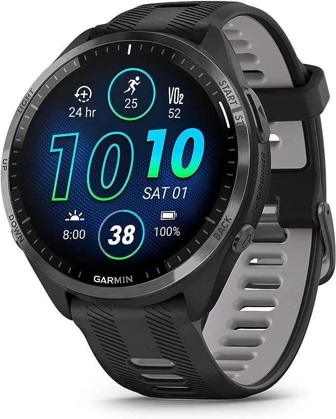 Garmin Forerunner 965 Running Smartwatch - Black and Powder Gray, 010-02809-00