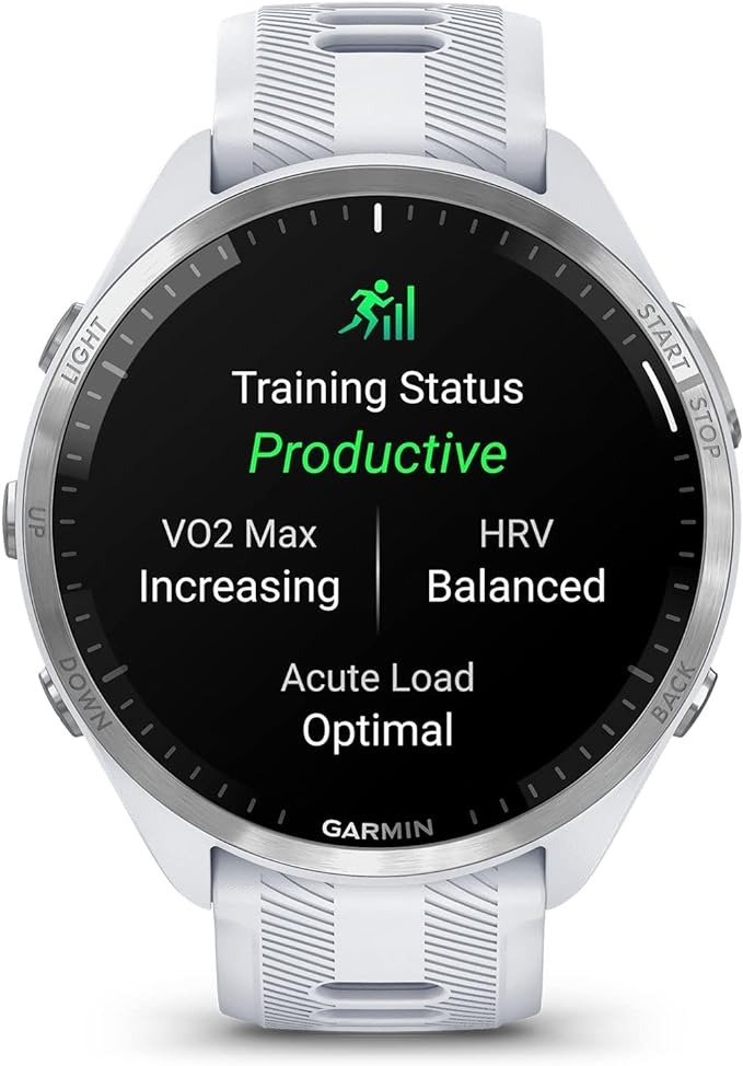 Garmin Forerunner 965 Running Smartwatch - Whitestone and Powder Gray