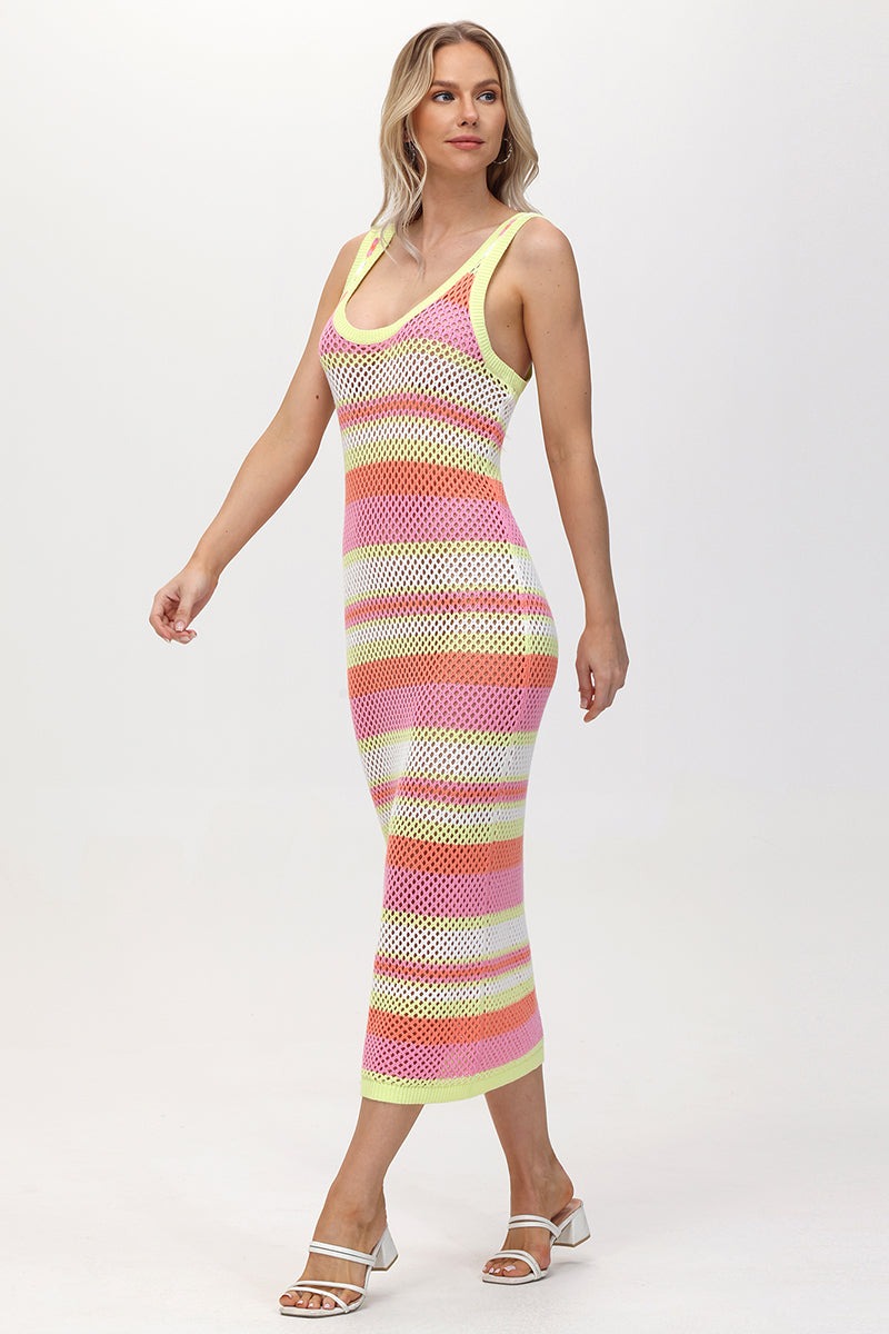 Juicy Couture CROCHET MAXI DRESS - Hot Hot Multi Stripe