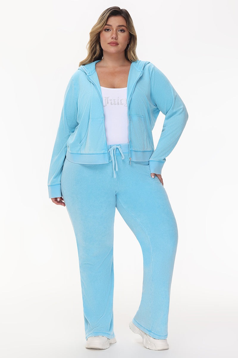 Juicy Couture PLUS-SIZE BIG BLING TOWEL TERRY ZIP HOODIE - Wave