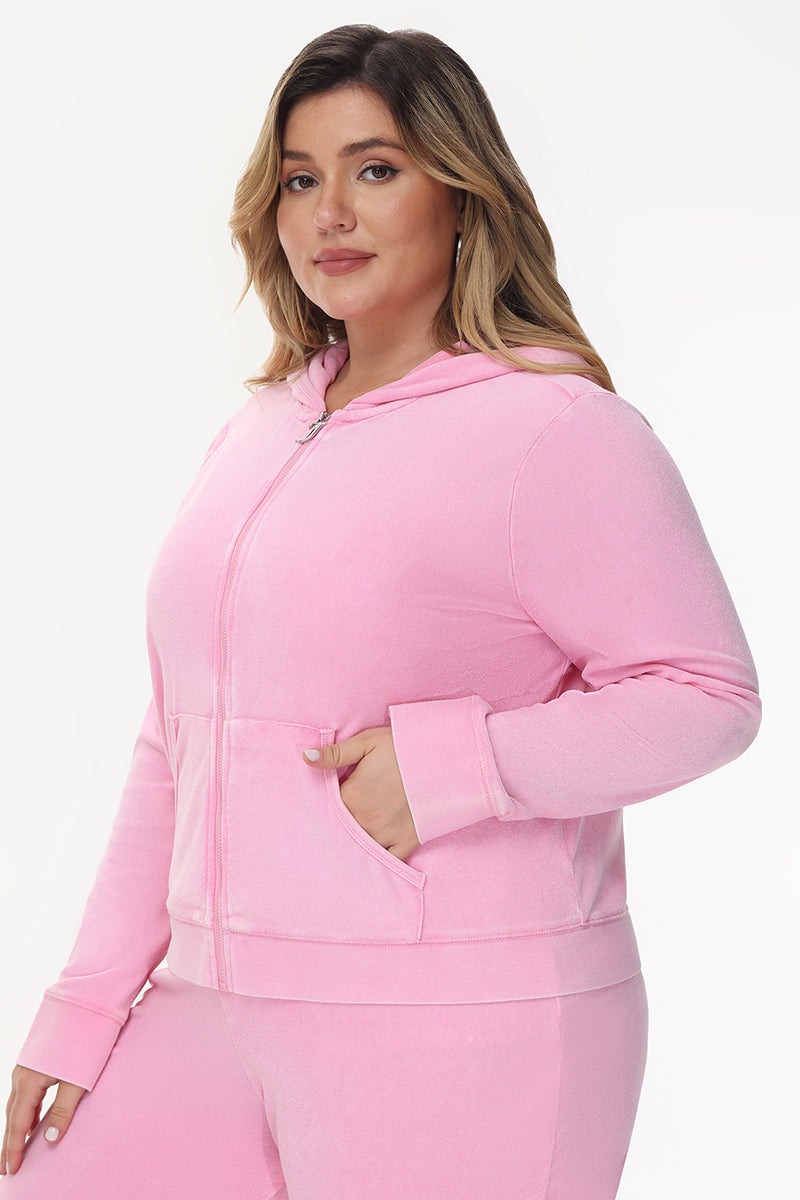 Juicy Couture PLUS-SIZE BIG BLING TOWEL TERRY ZIP HOODIE - Hot Hot