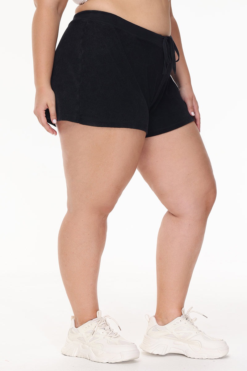 Juicy Couture PLUS-SIZE BIG BLING TOWEL TERRY SHORTS - Liquorice