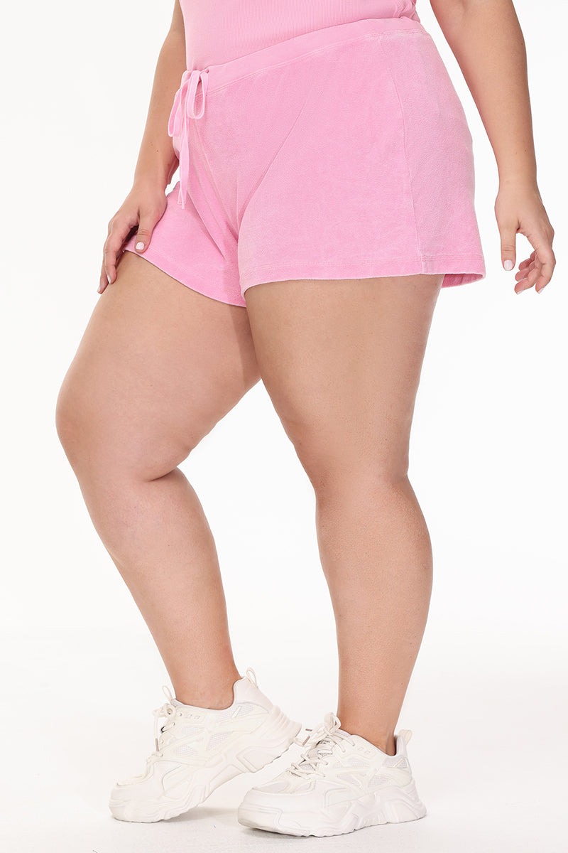 Juicy Couture PLUS-SIZE BIG BLING TOWEL TERRY SHORTS - Hot Hot