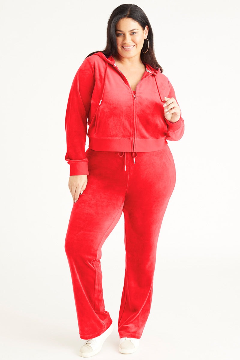 Juicy Couture PLUS-SIZE OG BIG BLING VELOUR HOODIE - Coco Red