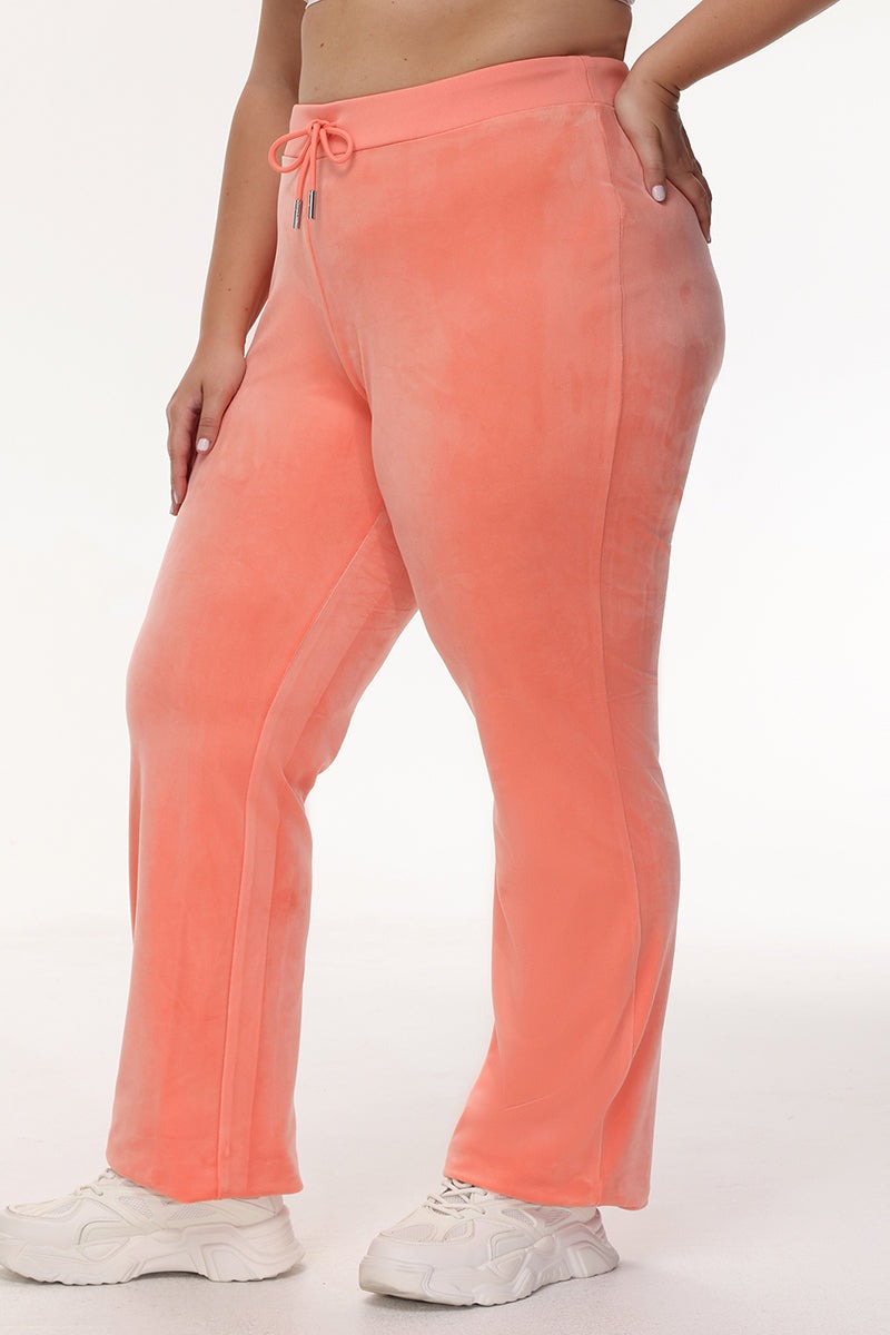 Juicy Couture PLUS-SIZE OG BIG BLING VELOUR TRACK PANTS - Guava