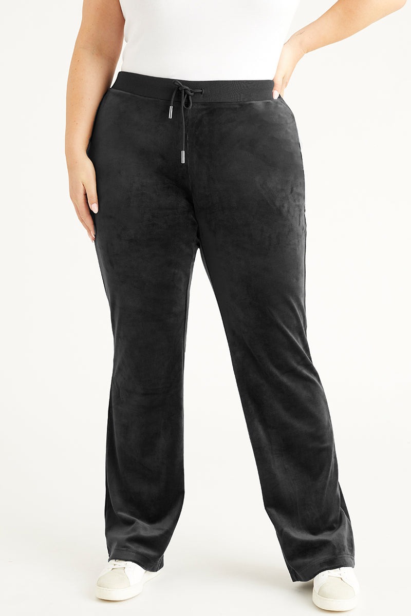 Juicy Couture PLUS-SIZE OG BIG BLING VELOUR TRACK PANTS - Liquorice