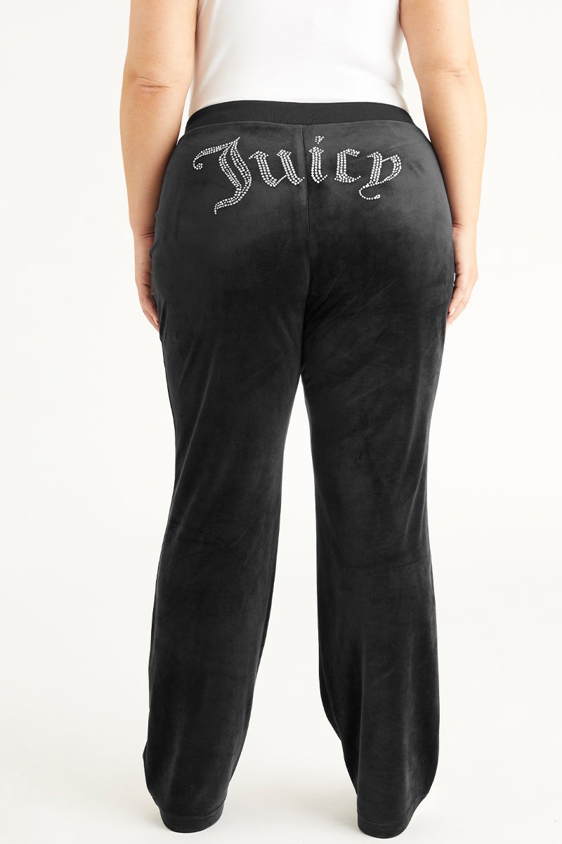 Juicy Couture PLUS-SIZE OG BIG BLING VELOUR TRACK PANTS - Liquorice