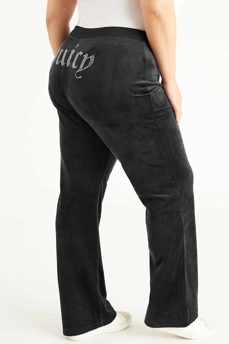 Juicy Couture PLUS-SIZE OG BIG BLING VELOUR TRACK PANTS - Liquorice