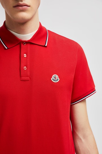 Moncler LOGO PATCH POLO SHIRT - SCARLET RED