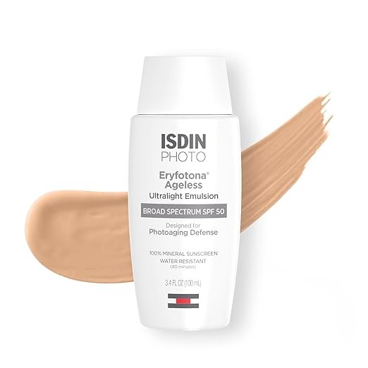 ISDIN Eryfotona Ageless Sunscreen Zinc Oxide and 100% Mineral Tinted Sunscreen SPF 50+ - 3.4 Fl Oz